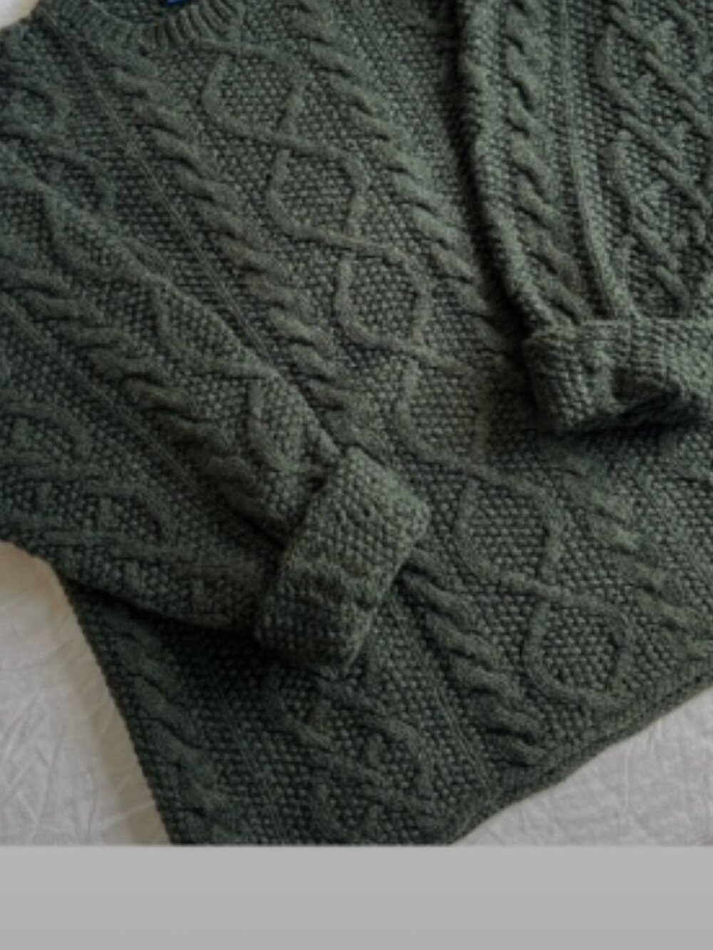 Vintage 90s J. Crew Oarsman Cable Knit Sweater green 100% Wool Pullover M